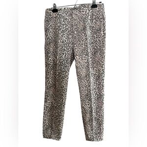 pants women by Etiquette pink, gray white animal print button fly side pockets L